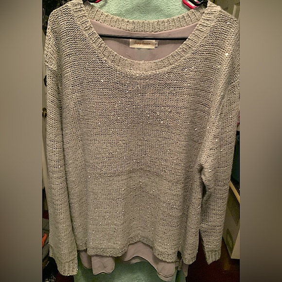 Simply Couture Gray Crew Neck Sweater Textured Knit - Picture 1 of 3